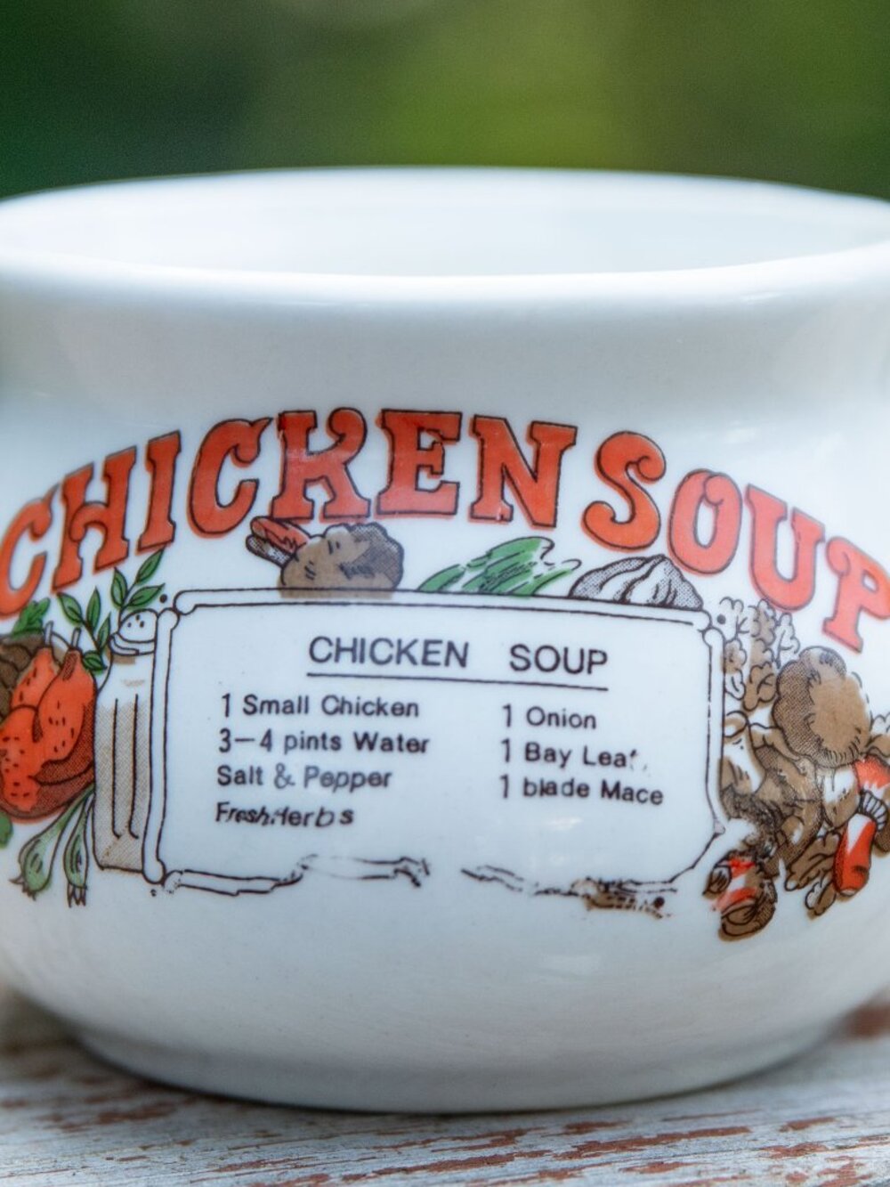 1970's Vintage ceramic soup mug Chicken Soup